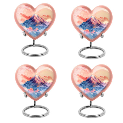 10-inch heart-shaped mountains urn for cremation or memorial, made of aluminium
