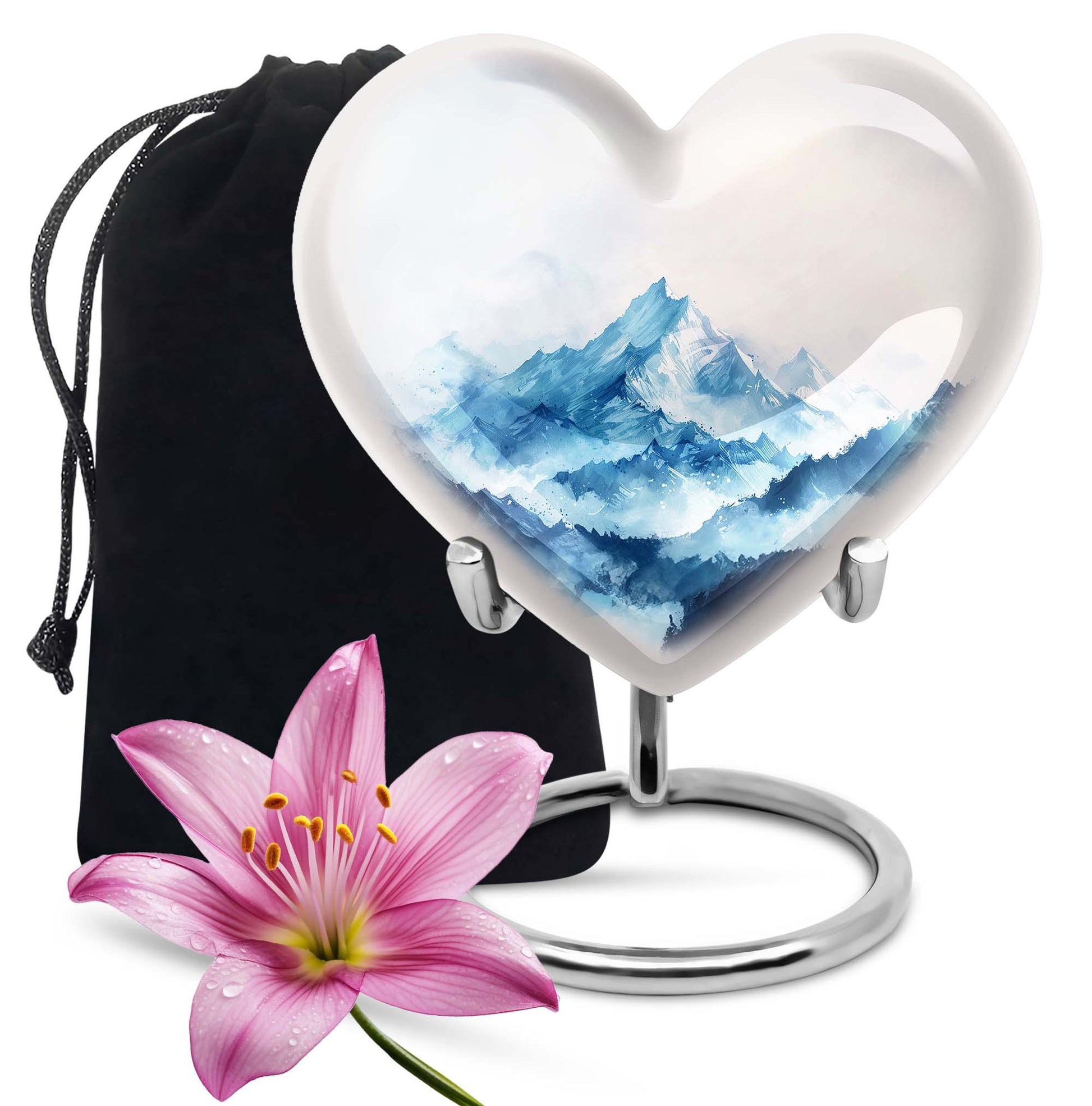 Aurora Borealis Heart Tribute: Uniquely Crafted Adult Cremation Urn