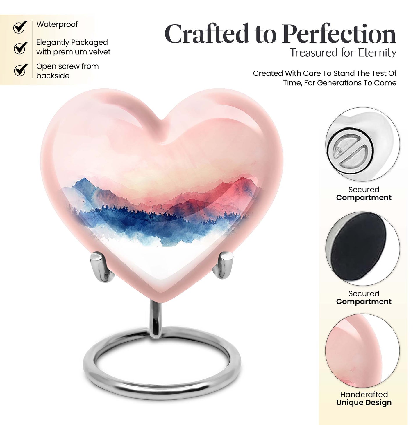  heart-shaped burial urn for adult human ashes