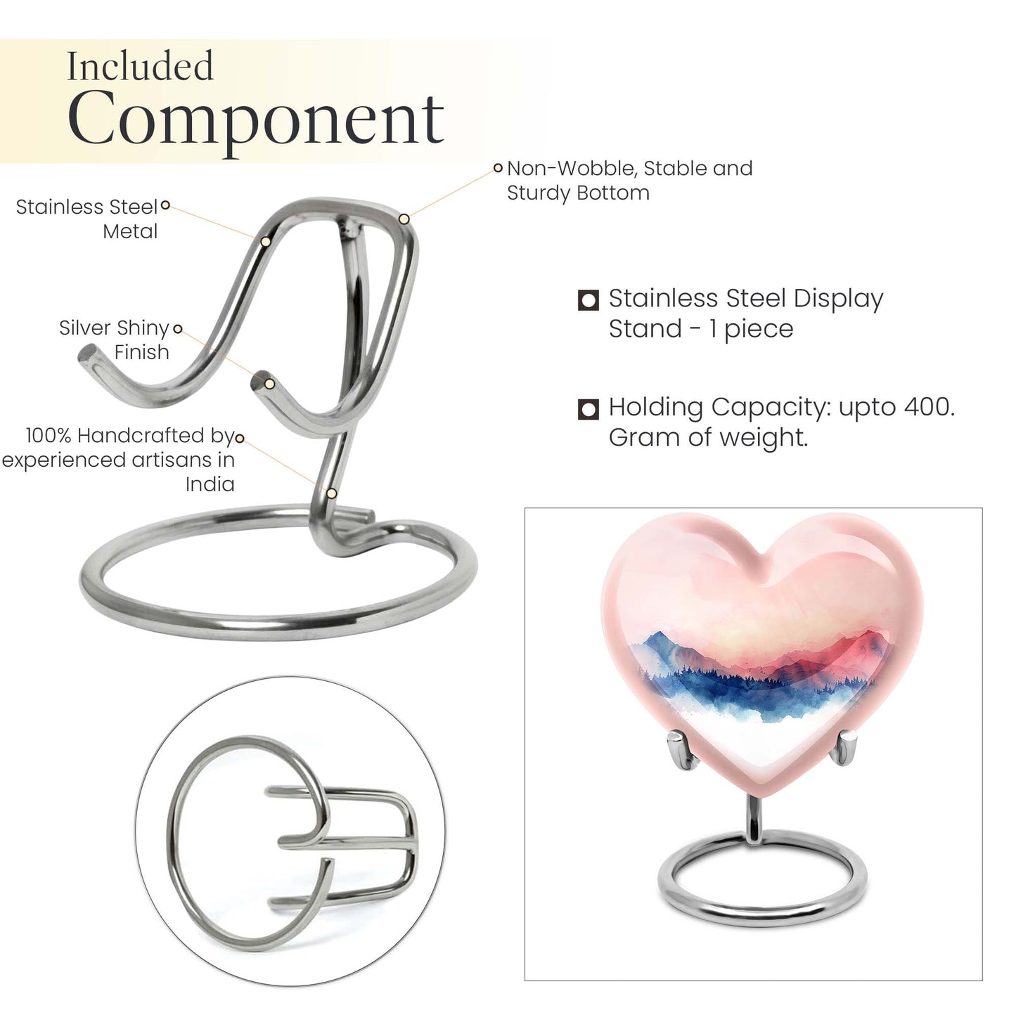  heart-shaped burial urn for adult human ashes