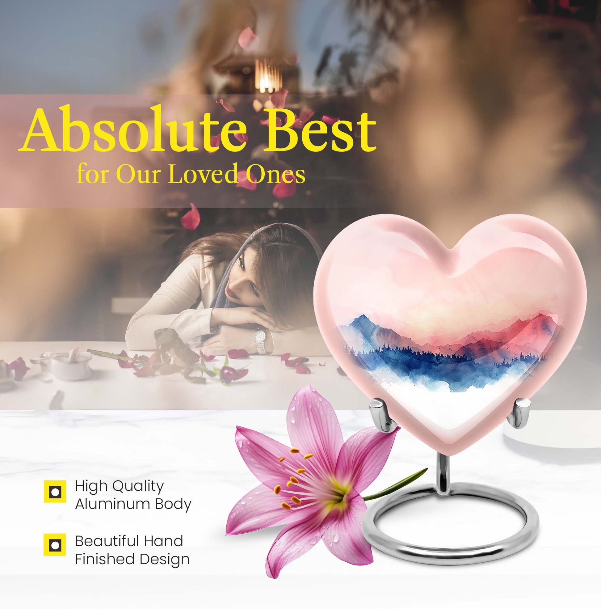  heart-shaped burial urn for adult human ashes