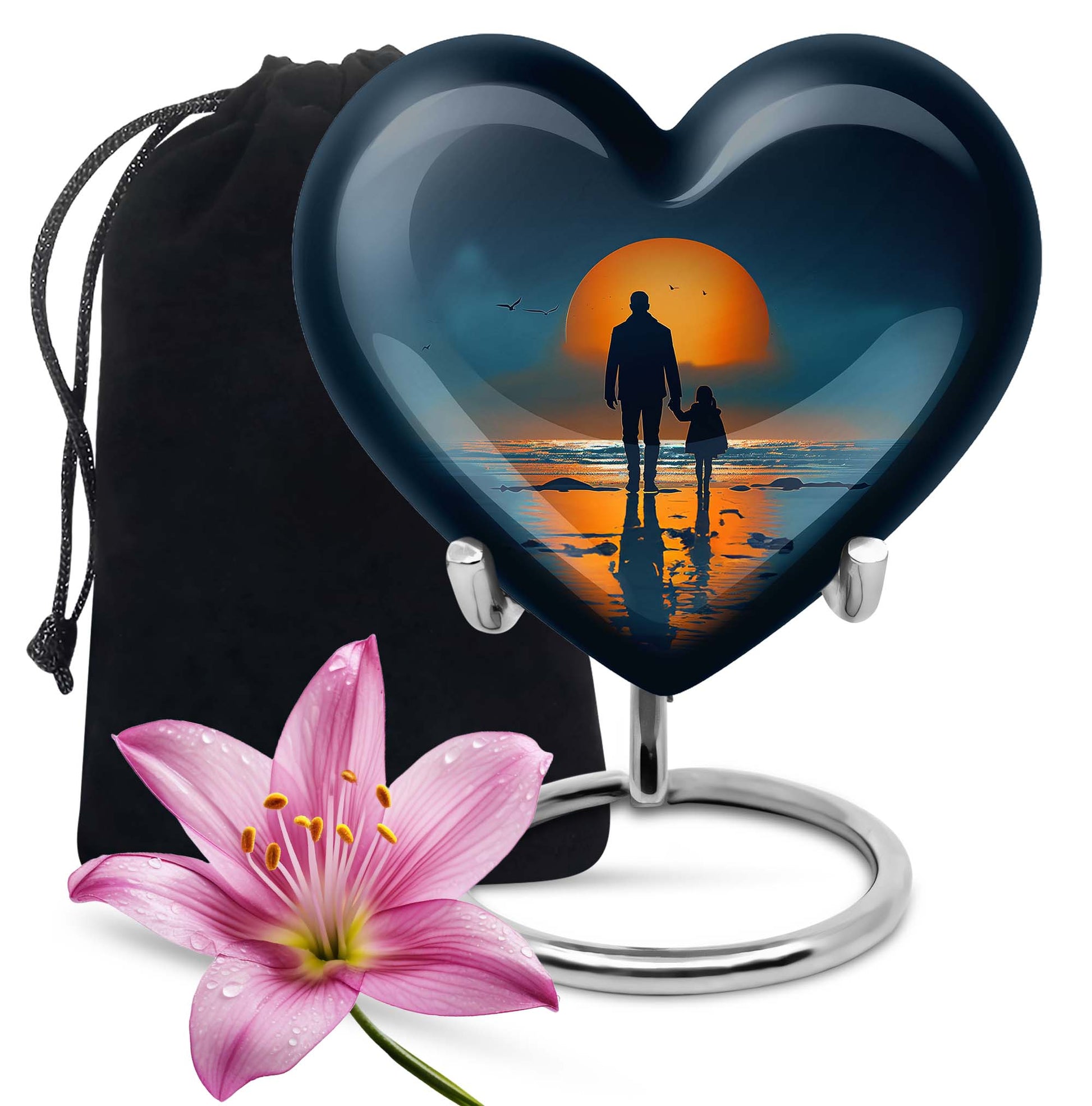 heart shaped cremation urn for father