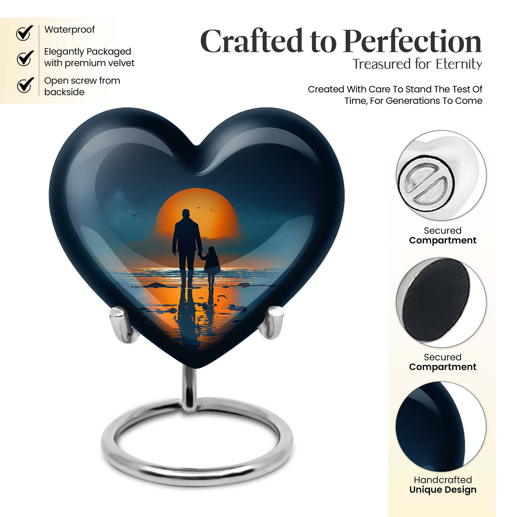 heart shaped cremation urn for father