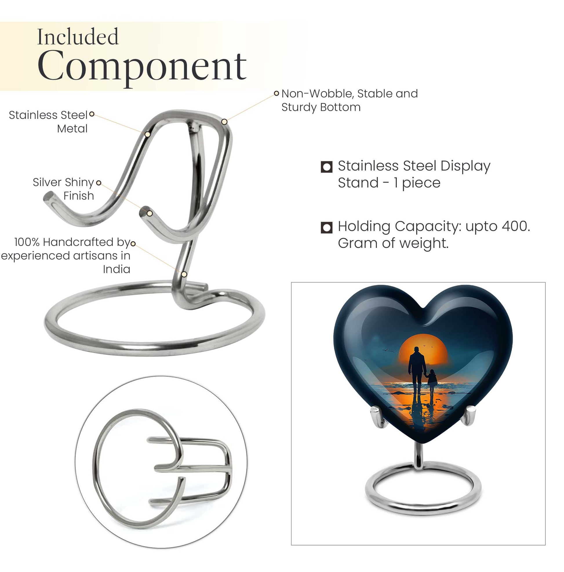 heart shaped cremation urn for father