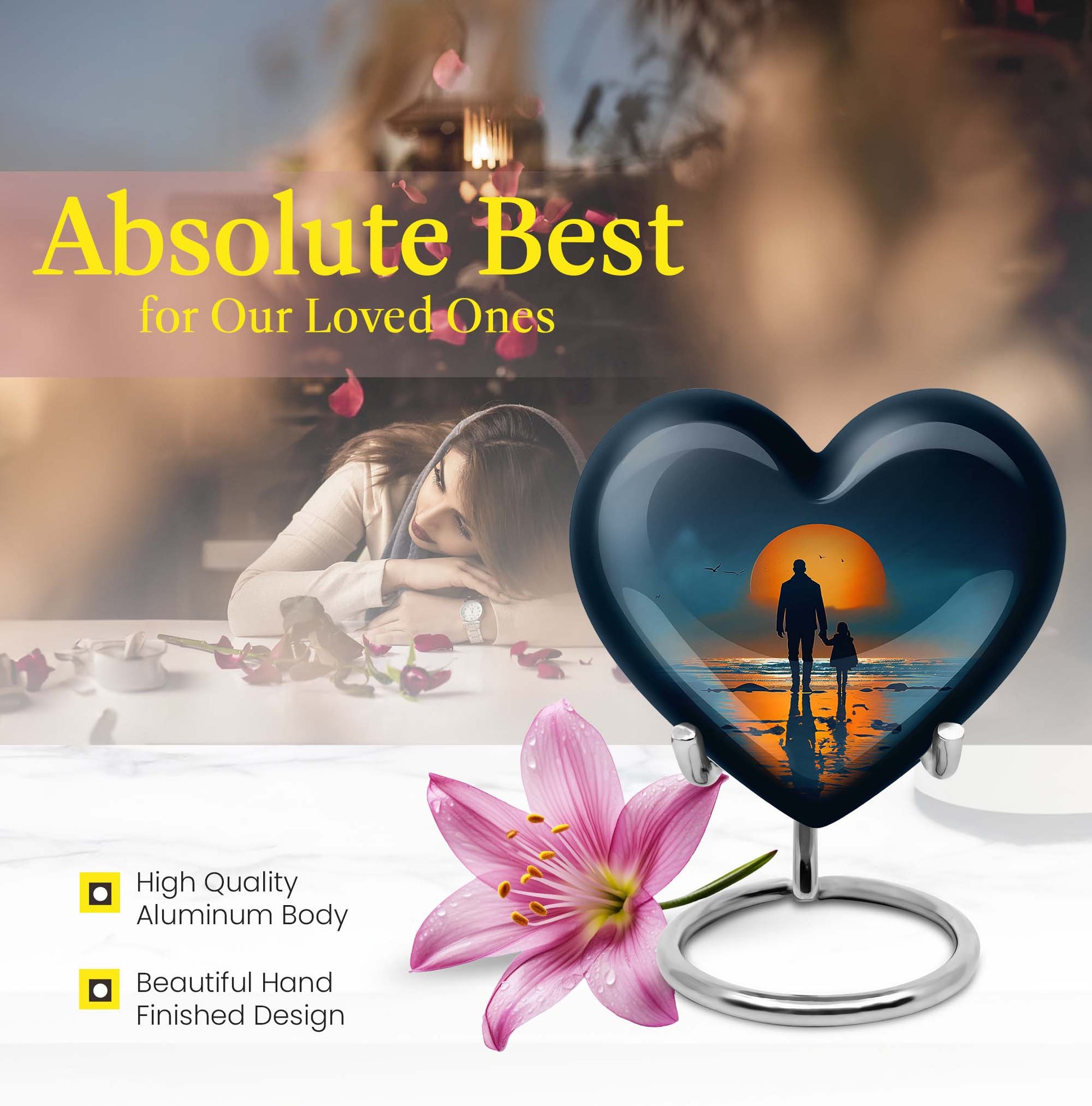 heart shaped cremation urn for father