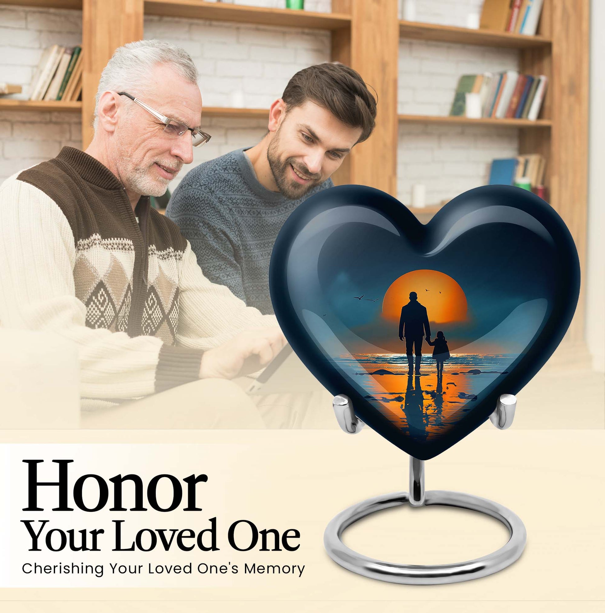 heart shaped cremation urn for father