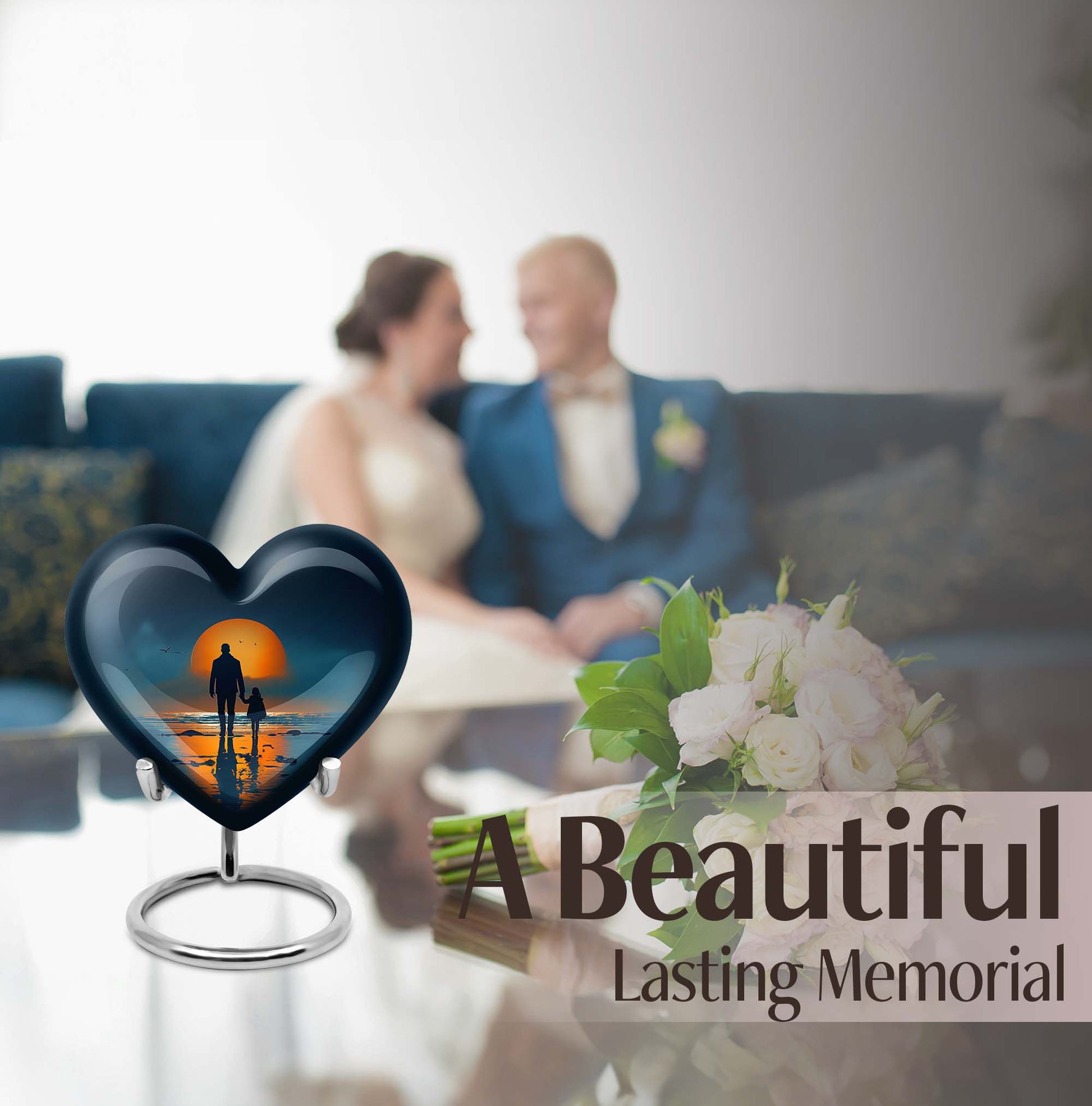 heart shaped cremation urn for father
