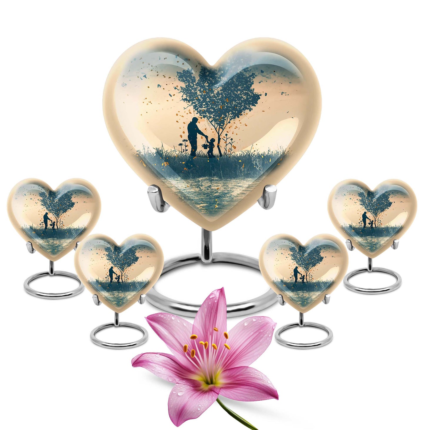 10-inch heart-designed father urn for men's cremation, customized memorial for adult male ashes