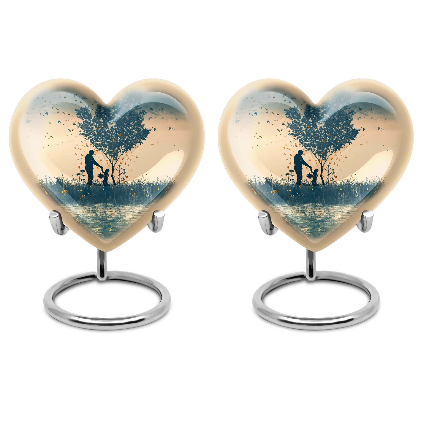 10-inch heart-designed father urn for men's cremation, customized memorial for adult male ashes