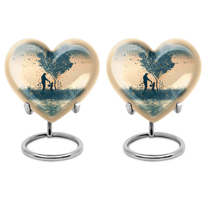 10-inch heart-designed father urn for men's cremation, customized memorial for adult male ashes