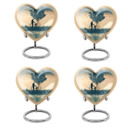 10-inch heart-designed father urn for men's cremation, customized memorial for adult male ashes