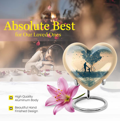10-inch heart-designed father urn for men's cremation, customized memorial for adult male ashes