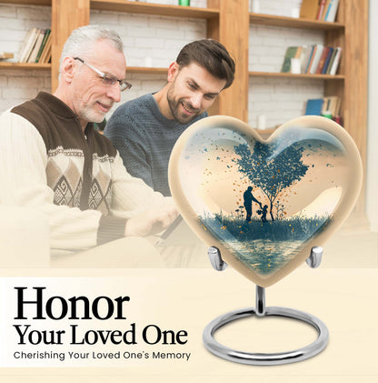 10-inch heart-designed father urn for men's cremation, customized memorial for adult male ashes