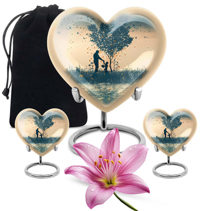 10-inch heart-designed father urn for men's cremation, customized memorial for adult male ashes