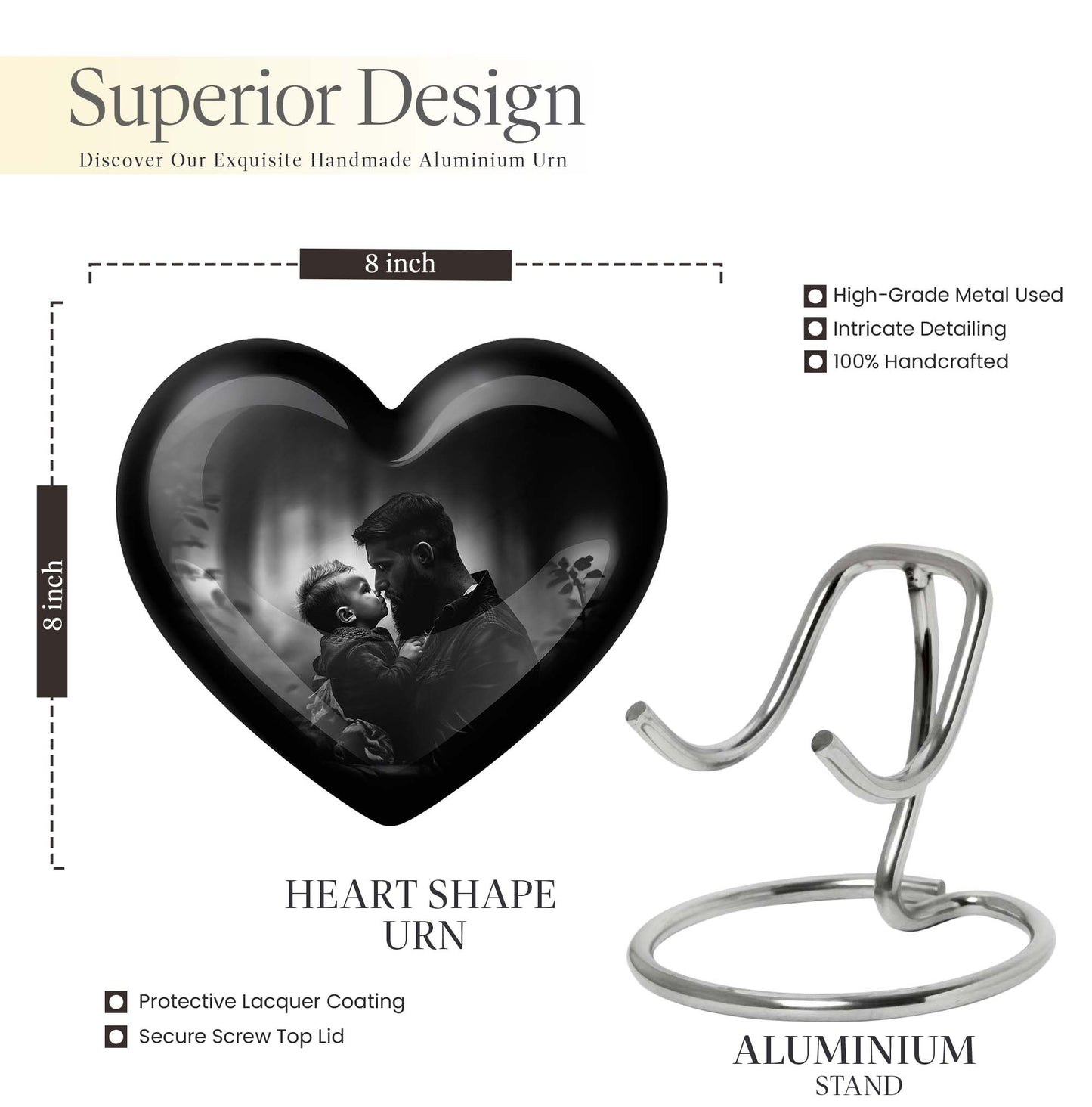 heart designed father urn