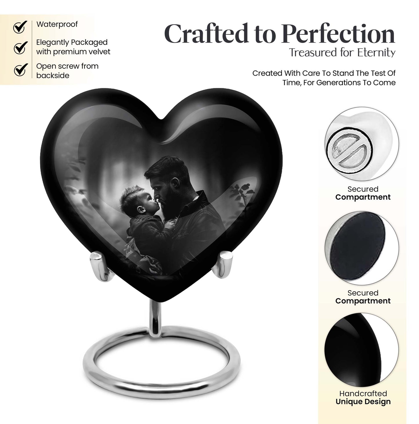 heart designed father urn