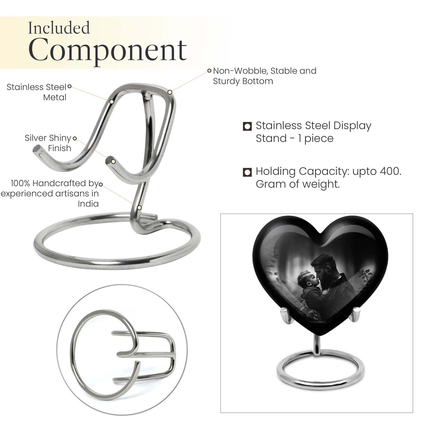 heart designed father urn