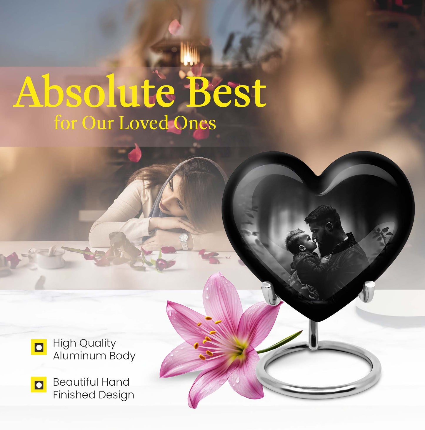 heart designed father urn