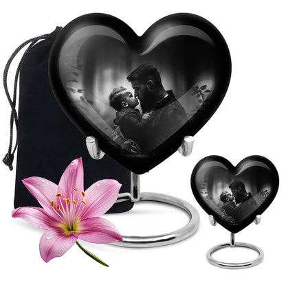 heart designed father urn
