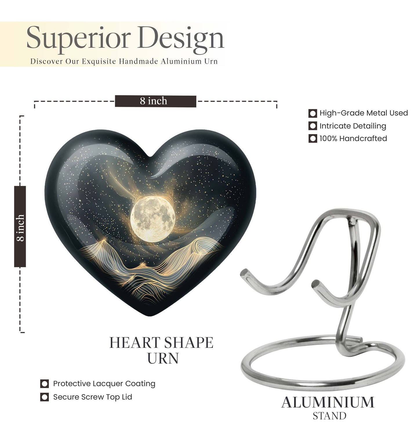 Lunar Urn, heart-shaped