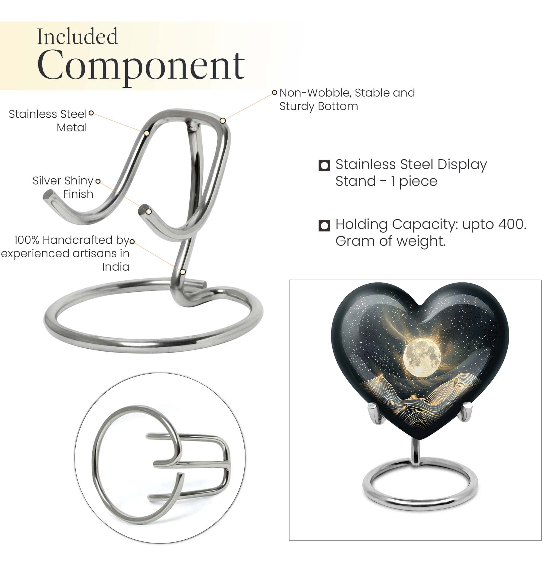 Lunar Urn, heart-shaped