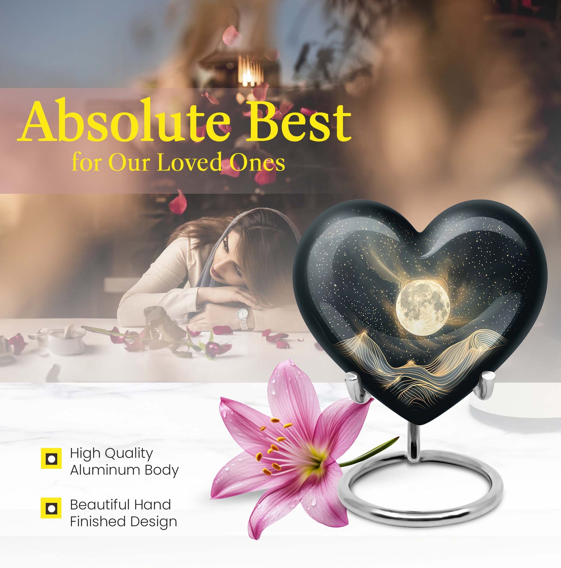 Lunar Urn, heart-shaped