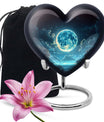 Heart-shaped Lunar Urn in Aluminium, Ideal for Adult Male Dad, Customizable with Engraved Names