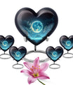 Heart-shaped Lunar Urn in Aluminium, Ideal for Adult Male Dad, Customizable with Engraved Names