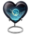 Heart-shaped Lunar Urn in Aluminium, Ideal for Adult Male Dad, Customizable with Engraved Names