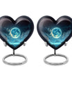 Heart-shaped Lunar Urn in Aluminium, Ideal for Adult Male Dad, Customizable with Engraved Names