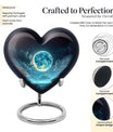Heart-shaped Lunar Urn in Aluminium, Ideal for Adult Male Dad, Customizable with Engraved Names