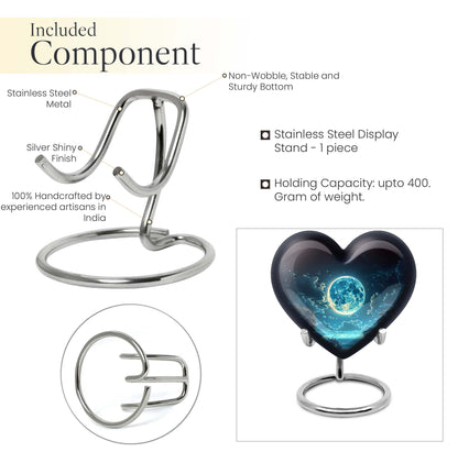 Heart-shaped Lunar Urn in Aluminium, Ideal for Adult Male Dad, Customizable with Engraved Names