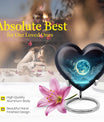 Heart-shaped Lunar Urn in Aluminium, Ideal for Adult Male Dad, Customizable with Engraved Names