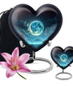 Heart-shaped Lunar Urn in Aluminium, Ideal for Adult Male Dad, Customizable with Engraved Names