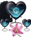 Heart-shaped Lunar Urn in Aluminium, Ideal for Adult Male Dad, Customizable with Engraved Names
