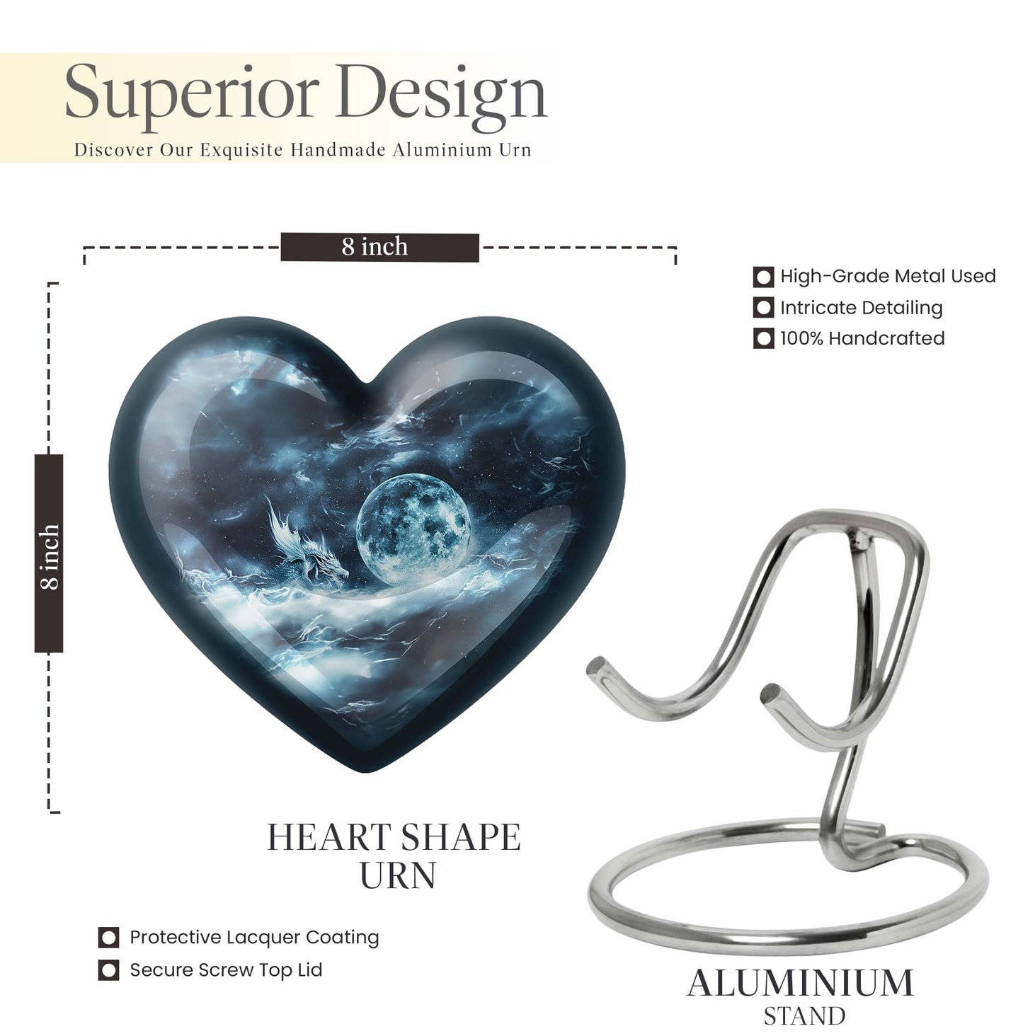 Lunar Urn, heart-shaped