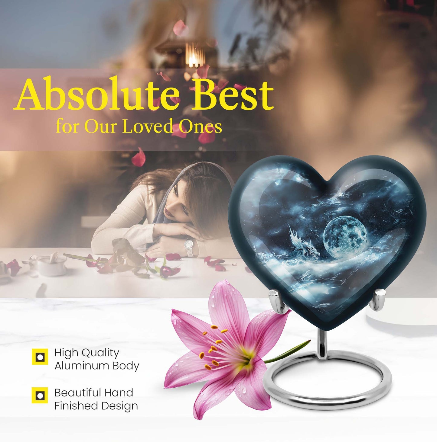 Lunar Urn, heart-shaped