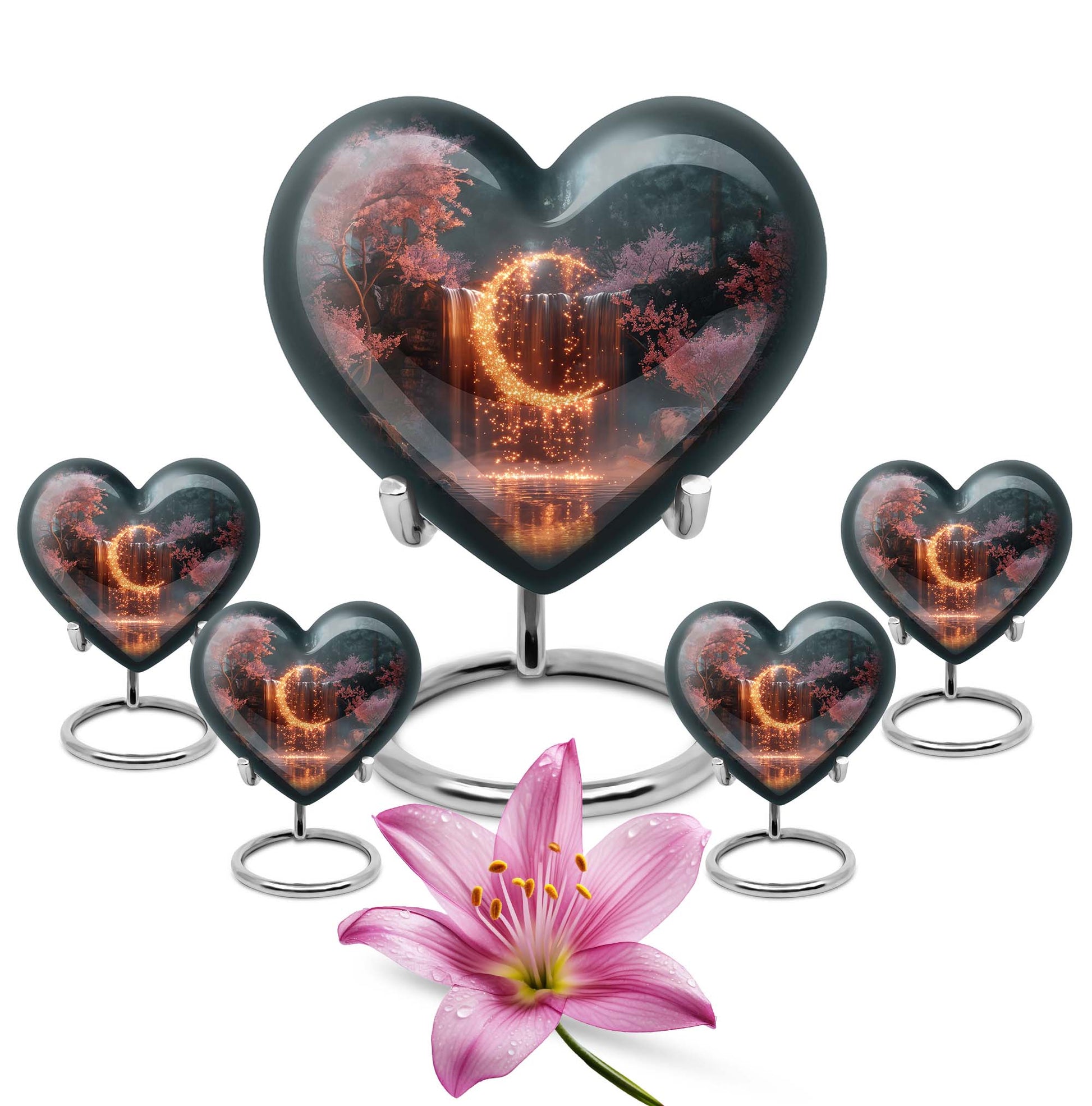 Lunar Urn, heart-shaped memorial urn.