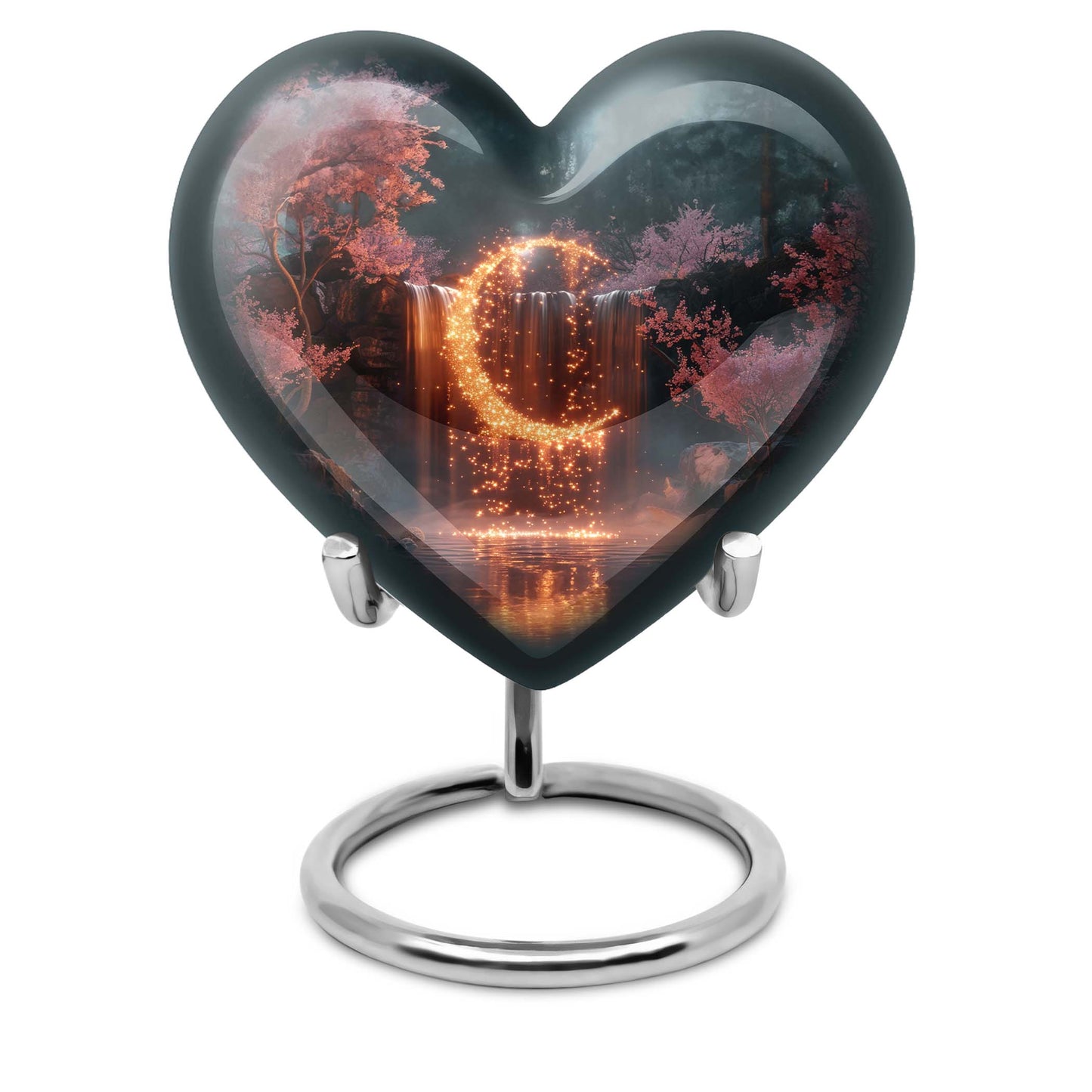 Lunar Urn, heart-shaped memorial urn.