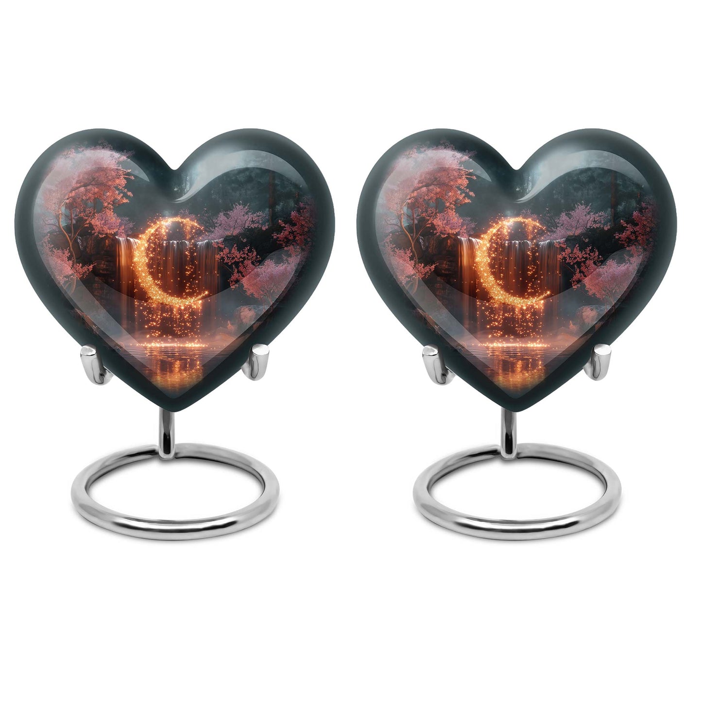 Lunar Urn, heart-shaped memorial urn.