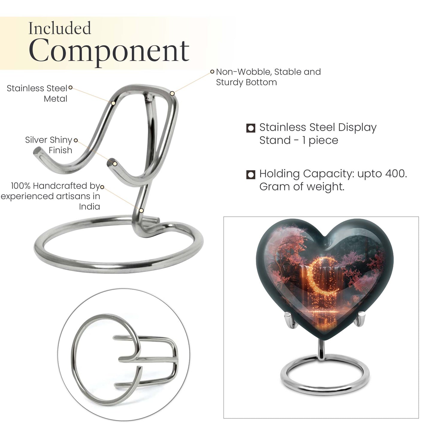 Lunar Urn, heart-shaped memorial urn.