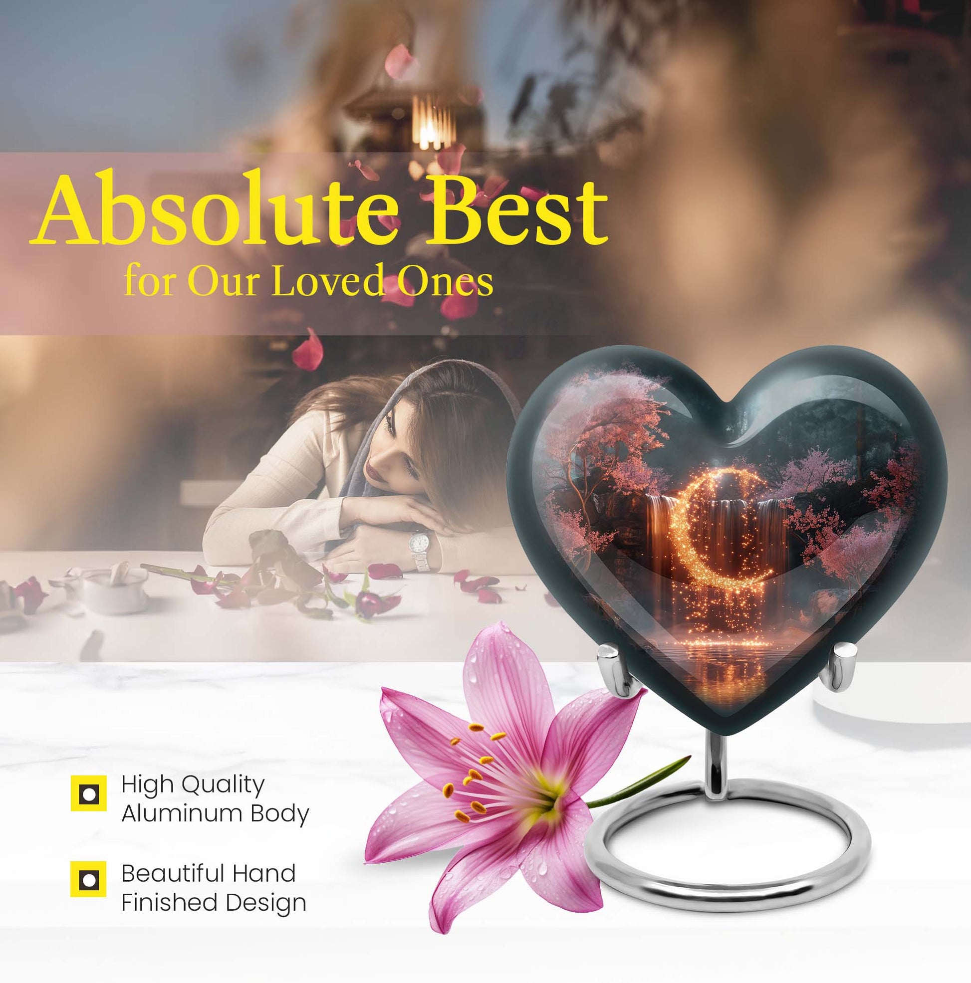 Lunar Urn, heart-shaped memorial urn.