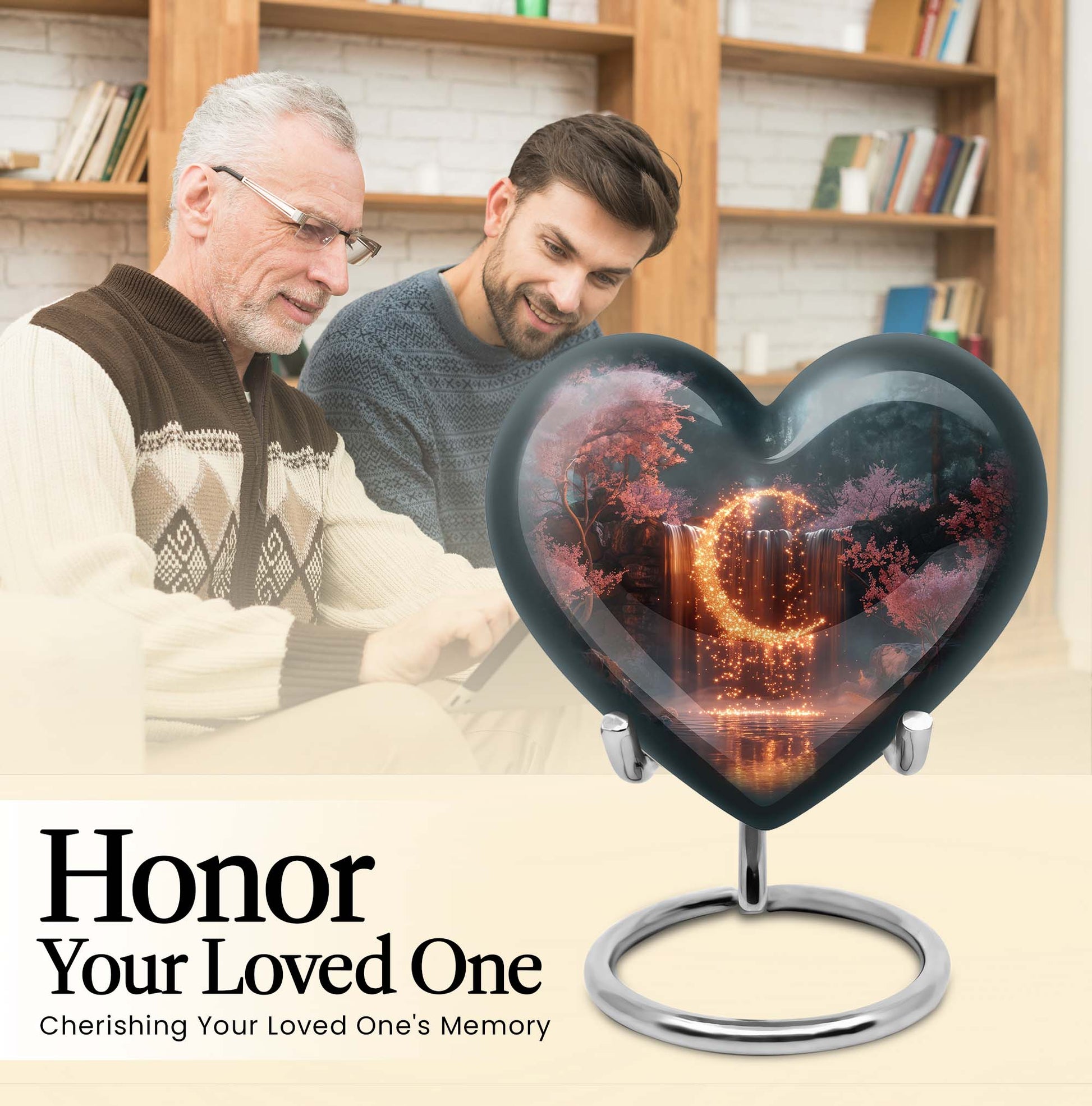Lunar Urn, heart-shaped memorial urn.