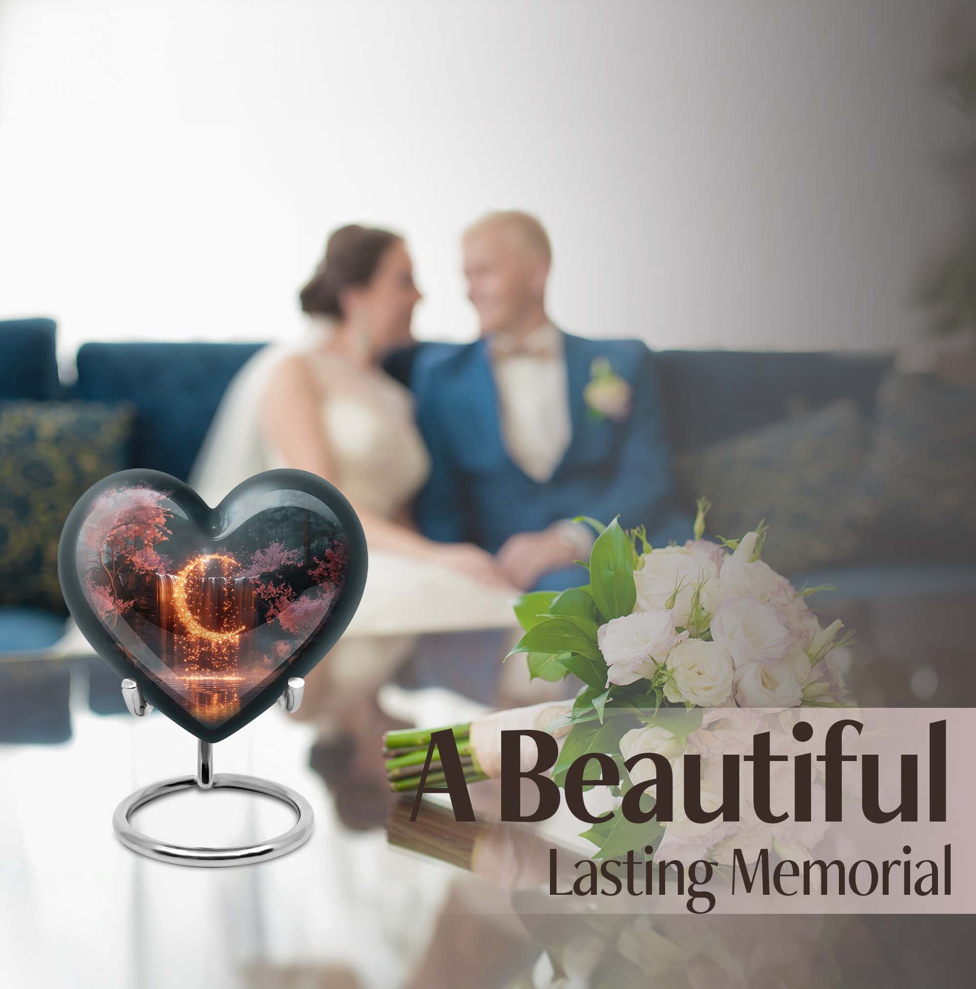 Lunar Urn, heart-shaped memorial urn.