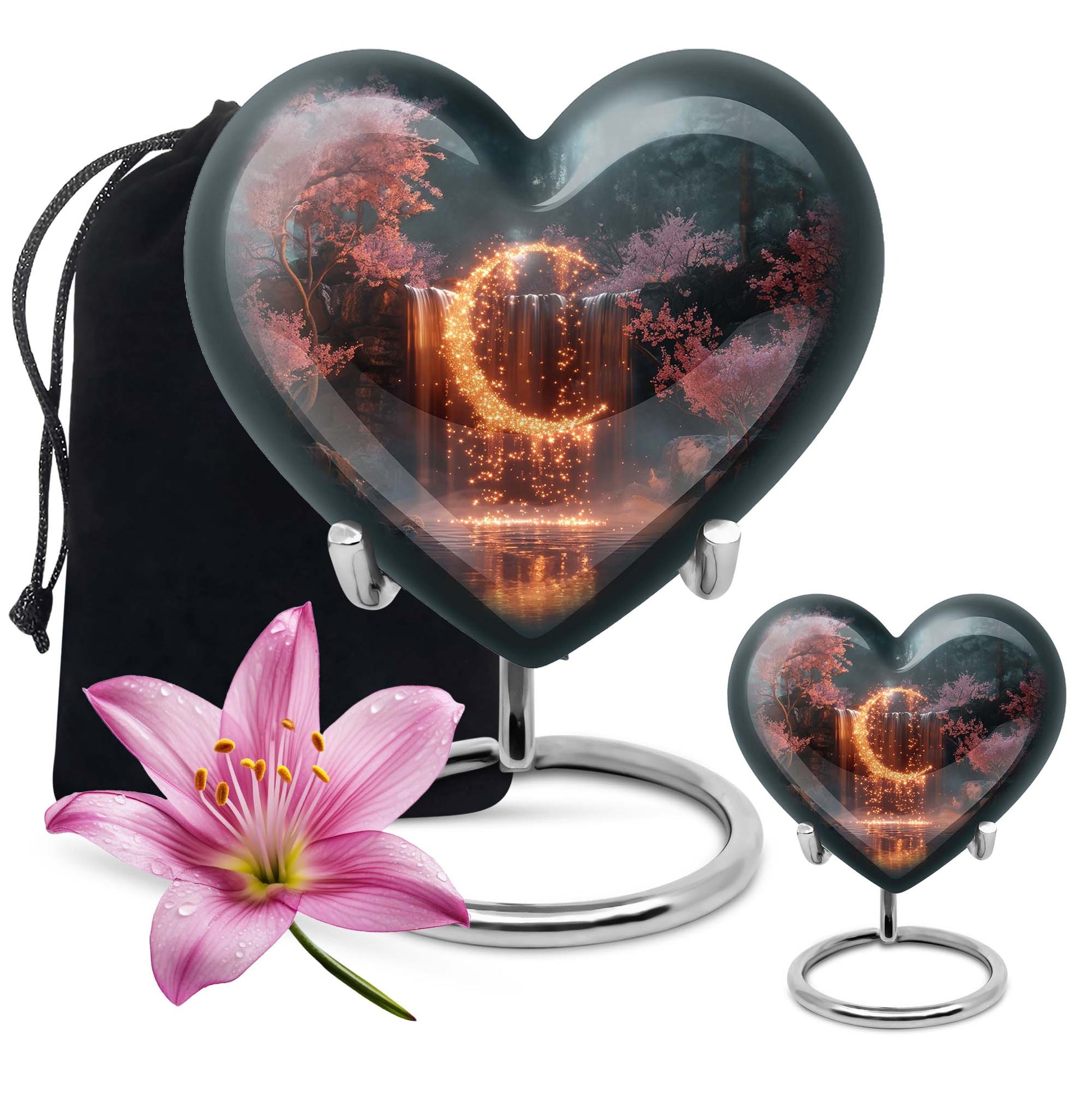 Lunar Urn, heart-shaped memorial urn.