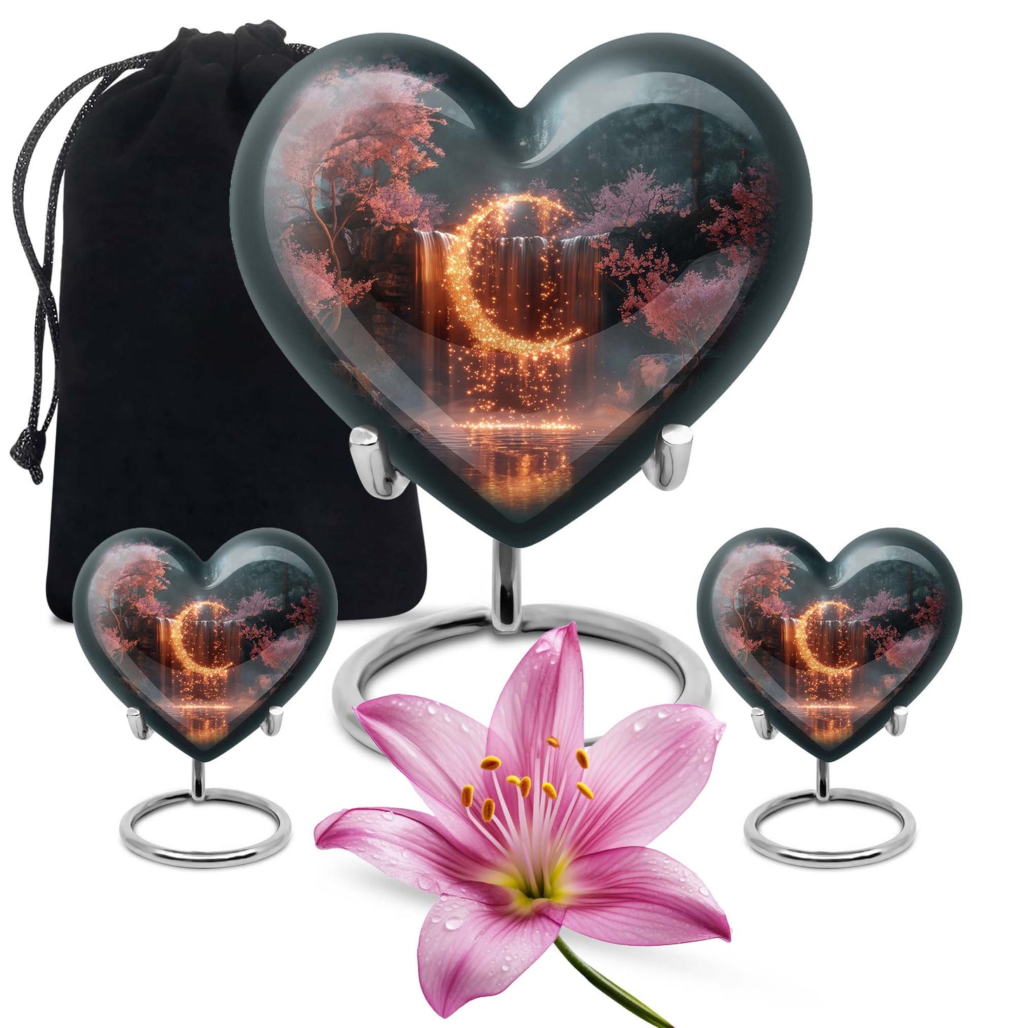 Lunar Urn, heart-shaped memorial urn.