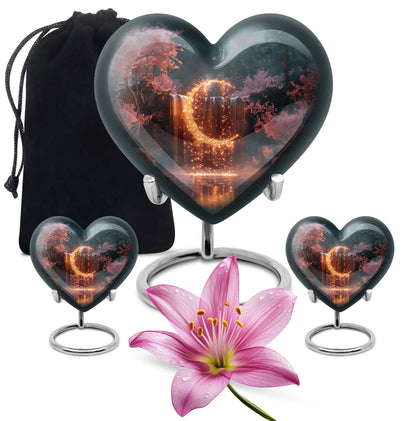 Lunar Urn, heart-shaped memorial urn.
