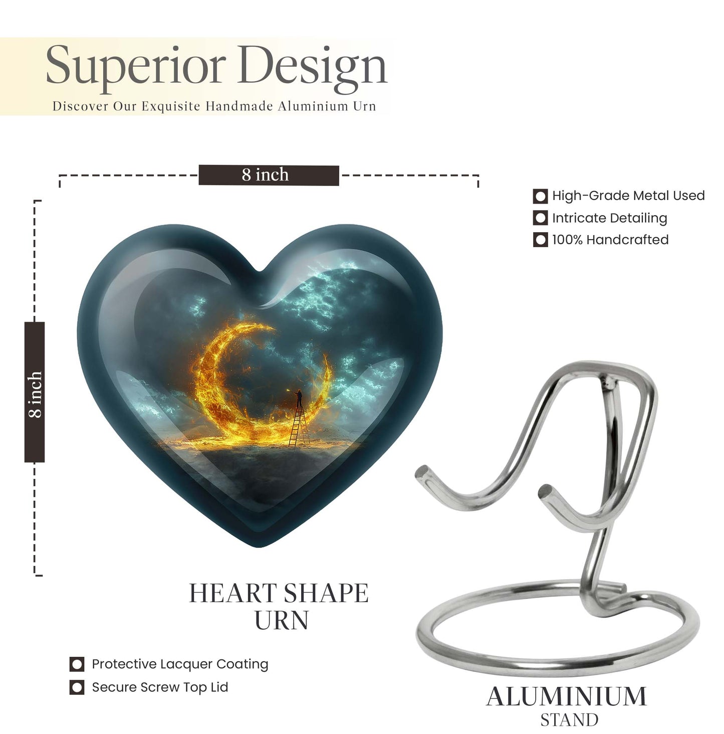 Lunar Urn, a large heart-shaped