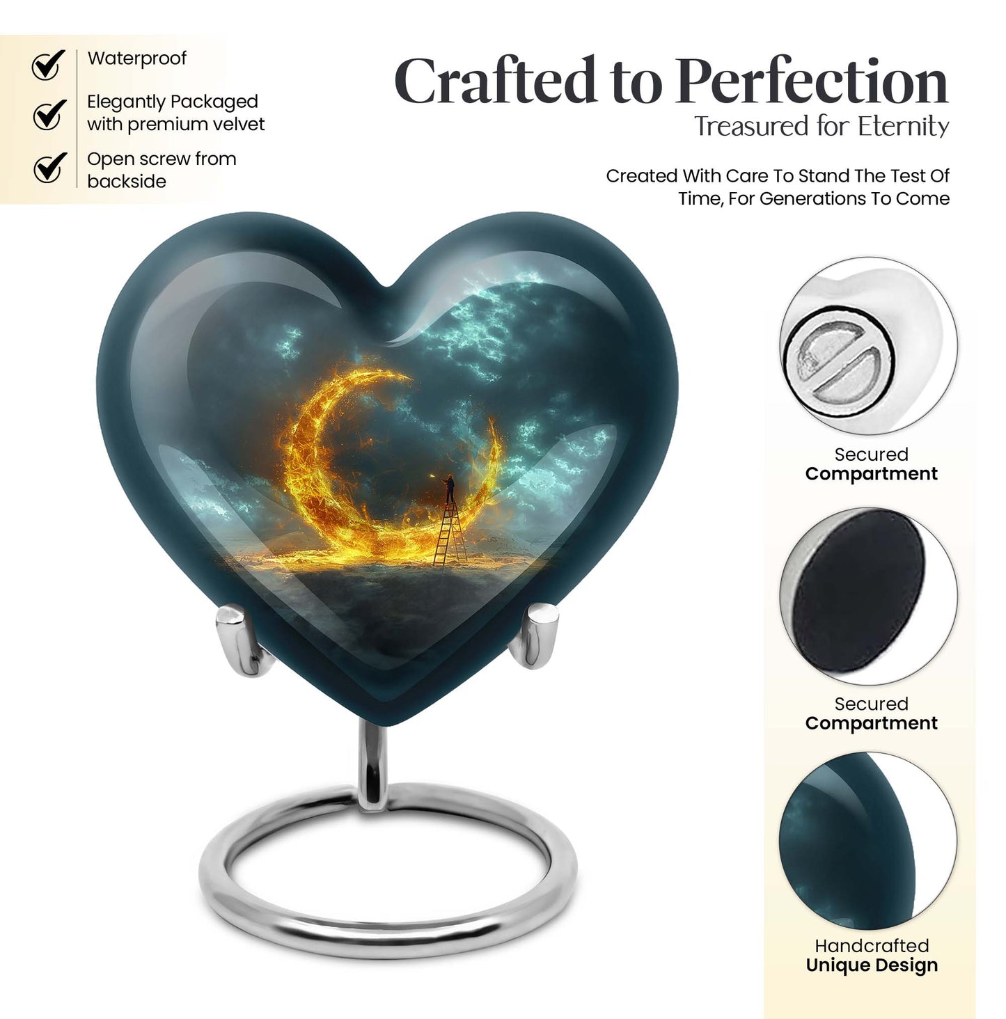 Lunar Urn, a large heart-shaped