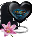 Heart-shaped 10-inch aluminium Ring Urn, cremation urns for women, includes velvet pouch